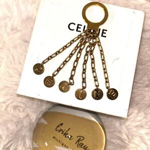 Celine Gold Logo Key Holder &‎ Bag Charm